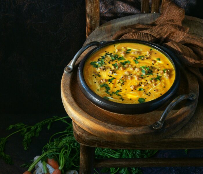 Kremowa zupa marchewkowa z soczewicą